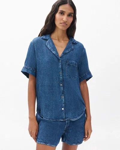 Rag & Bone Miramar Slink Short-sleeve Shirt In Blue