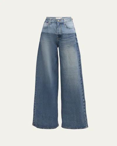 Rag & Bone Rb Miramar Sofie Cotton-terry Wide-leg Jeans In Multi
