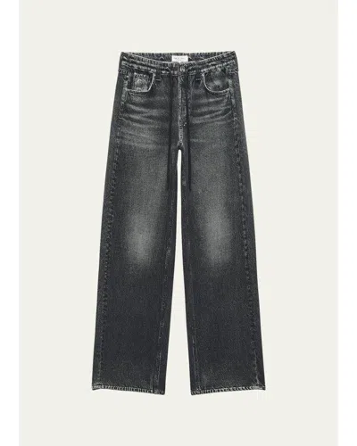 Rag & Bone Rb Miramar Terry Drawstring Wide-leg Jeans In Gray