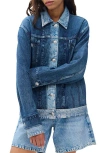 Rag & Bone Miramar Combo Terry Oversized Trucker Jacket In Blue