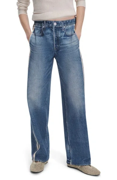 Rag & Bone Rb Miramar Track Stripe Cotton Terry Sweatpant Jeans In Blue