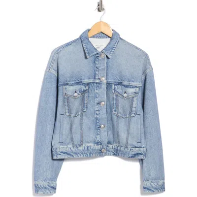 Rag & Bone Rb Miramar Trompe L'oeil Faux Denim Terry Trucker Jacket In Blue