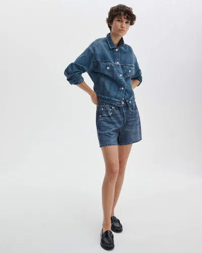Rag & Bone Miramar Walking Cotton Terry Sweatpant Jean Shorts In Blue