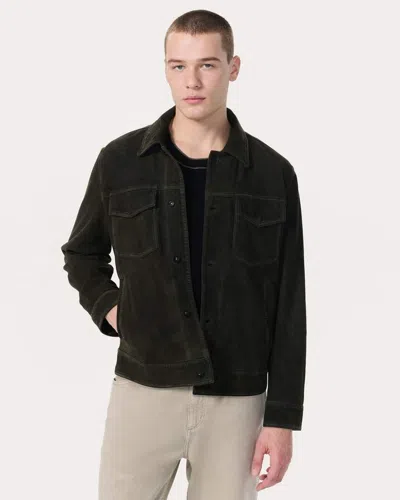 Rag & Bone Rb Suede Trucker Jacket In Black