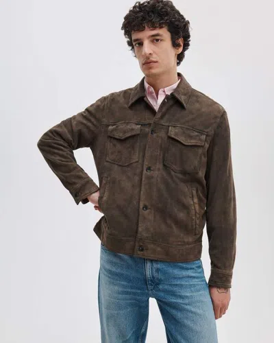 Rag & Bone Rb Suede Trucker Jacket In Brown