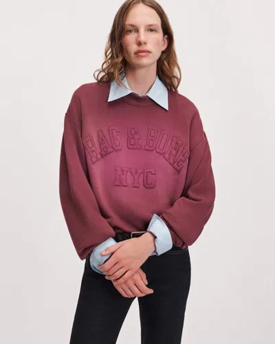 Rag & Bone Rb University Vintage Terry Sweatshirt In Maroon