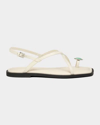 Rag & Bone Remi Leather Toe-ring Flat Sandals In White