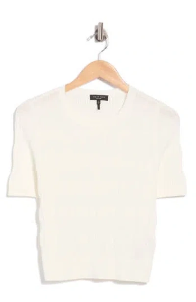 Rag & Bone Ren Plaid Crewneck Short Sleeve Sweater In White