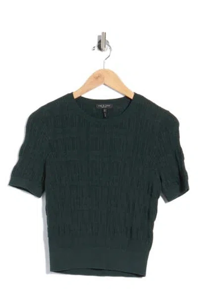 Rag & Bone Ren Plaid Crewneck Short Sleeve Sweater In Green