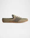Rag & Bone Retro Runner Raffia Sneaker Mules In Green