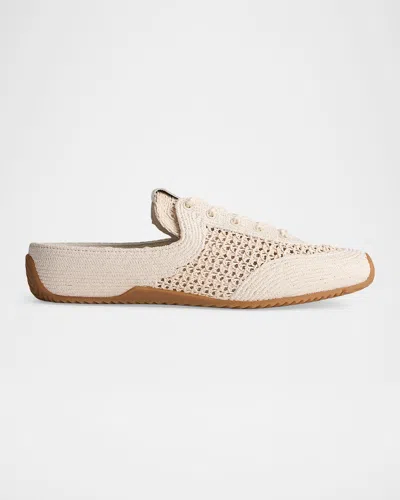 Rag & Bone Retro Runner Raffia Sneaker Mules In Neutral