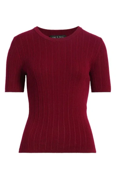 Rag & Bone Rhodes Crewneck Sweater In Burgundy