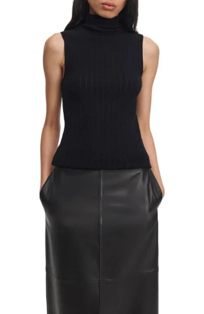 Rag & Bone Rhodes Sleeveless Wool Turtleneck In Black