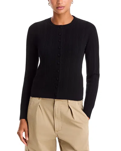 Rag & Bone Rhodes Wool Crewneck Cardigan Sweater In Black