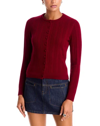 Rag & Bone Rhodes Wool Crewneck Cardigan Sweater In Red