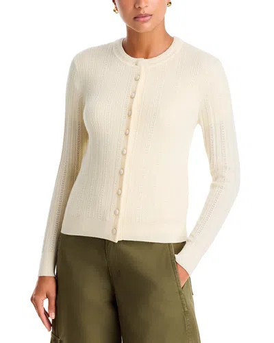 Rag & Bone Rhodes Wool Crewneck Cardigan Sweater In White