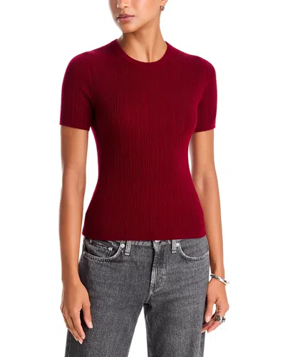 Rag & Bone Rhodes Wool Short Sleeve Crewneck Sweater In Red