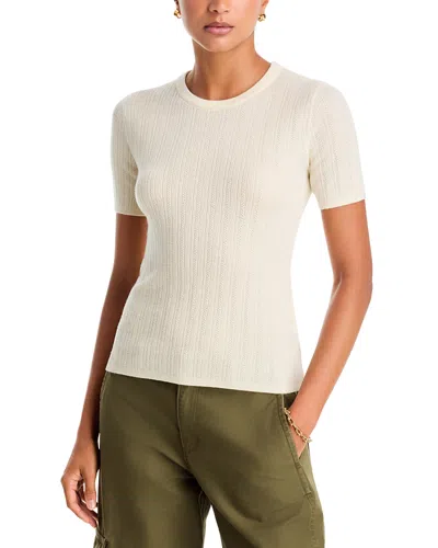 Rag & Bone Rhodes Wool Short Sleeve Crewneck Sweater In White