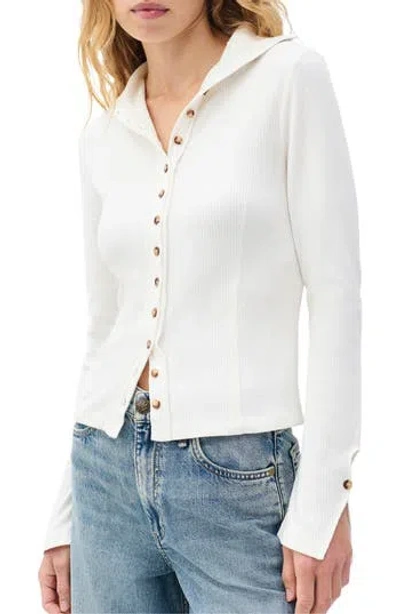 Rag & Bone The Knit Rib Button Cardigan Ivory In White