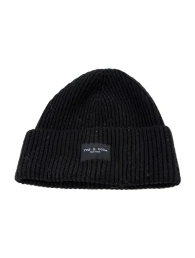 Pre-owned Rag & Bone Ribbed Knit Beanie In Black