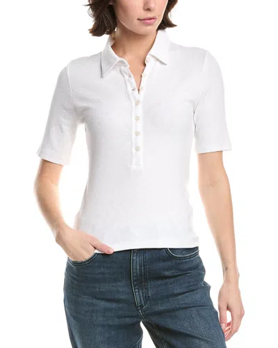 Rag & Bone Gemma Jacquard-knit Polo Shirt In White