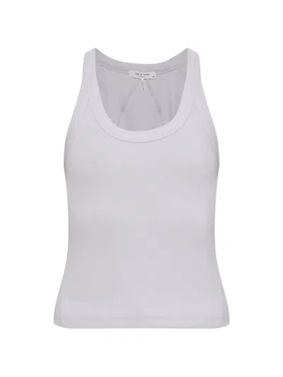 Rag & Bone Ribbed-knit Racerback Tank Top In White