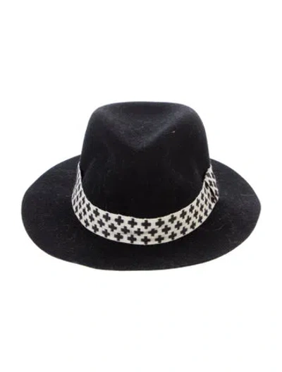 Pre-owned Rag & Bone Ribbon Accent Wool Fedora Hat In Black