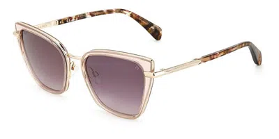 Rag & Bone Rnb1057/g/s Asian Fit 10a/3x Women's Sunglasses Brown Size 56 In Transparent Beige