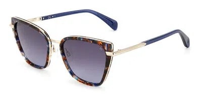 Rag & Bone Rnb1057/g/s Asian Fit Jbw/9o Women's Sunglasses Tortoiseshell Size 56 In Blue Tortoise