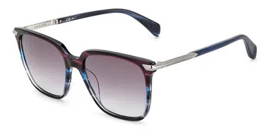 Rag & Bone Rnb1066/s V43/9o Women's Sunglasses Blue Size 55 In Blue Violet Pattern
