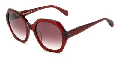 Rag & Bone Rnb1078/s Lhf/3x Women's Sunglasses Clear Size 55 In Transparent Burgundy