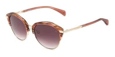 Rag & Bone Rnb1080/g/s Asian Fit L7f/3x Women's Sunglasses Gold Size 55 In Burgundy Red Horn,gold