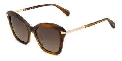 Rag & Bone Rnb1081/s Ex4/has Women's Sunglasses Brown Size 53 In Striped Dark Brown Horn
