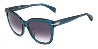 Rag & Bone Rnb1088/g/s Asian Fit 1ed/dg Women's Sunglasses Green Size 55 In Transparent Blue Green