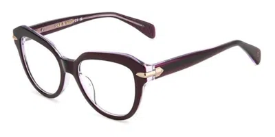 Rag & Bone Rnb3073 Lhf Women's Glasses Burgundy Size 50 - Free Lenses - Blue Light Block Available In Shiny Burgundy On Transparent Burgundy