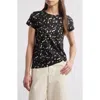 Rag & Bone Rose Print Cotton T-shirt In Black