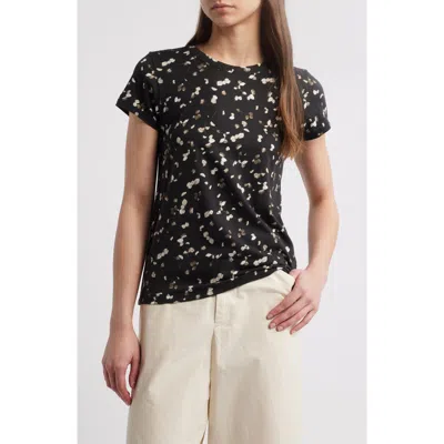 Rag & Bone Rose Print Cotton T-shirt In Black