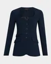 Rag & Bone Roslyn Ponte U-neck Blazer In Blue