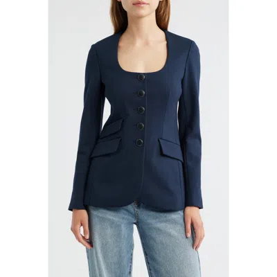 Rag & Bone Roslyn Ponte U-neck Blazer In Blue