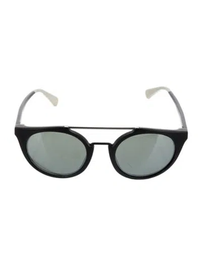 Pre-owned Rag & Bone Round Mirrored Sunglasses In Black
