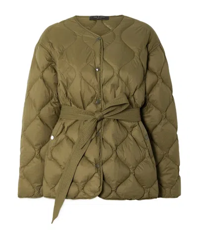 Rag & Bone Rudy Belted Quilted Shell Down Coat In Green