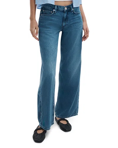 Rag & Bone Saige Mid Rise Straight Leg Ankle Jeans In River In Blue