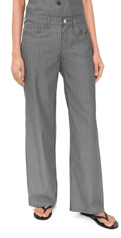 Rag & Bone Saige Striped Poplin Pants In Gray