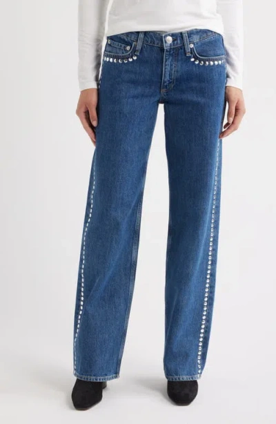 Rag & Bone Saige Studded Straight Leg Jeans In Blue