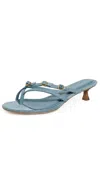 Rag & Bone Sammie Denim Buckle Kitten-heel Sandals In Blue
