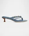 Rag & Bone Sammie Denim Buckle Kitten-heel Sandals In Blue
