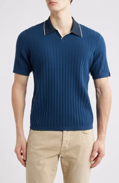 Rag & Bone Sanford Rib Johnny Collar Polo In Blue