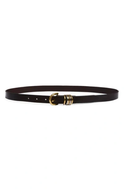 Rag & Bone Sasha Leather Skinny Belt In Dark Chocolate