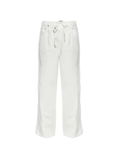 Rag & Bone Scallop-trim Drawstring Jeans In White