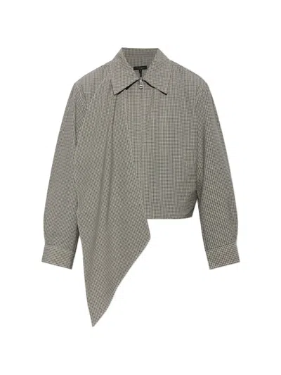Rag & Bone Scarf-detail Checked Wool Jacket In Gray